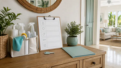Editorial illustration: House-cleaning quote and document checklist
