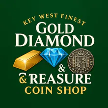 KEY WEST FINEST GOLD DAIMOND & TREASURE COINS BY RIHANNA JEWELS logo