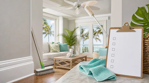 Editorial illustration: Recurring home-cleaning task checklist