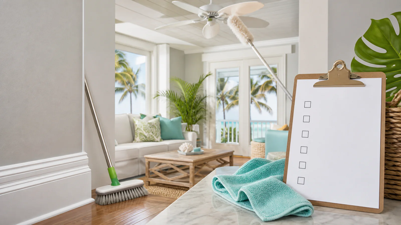 Editorial illustration: Recurring home-cleaning task checklist