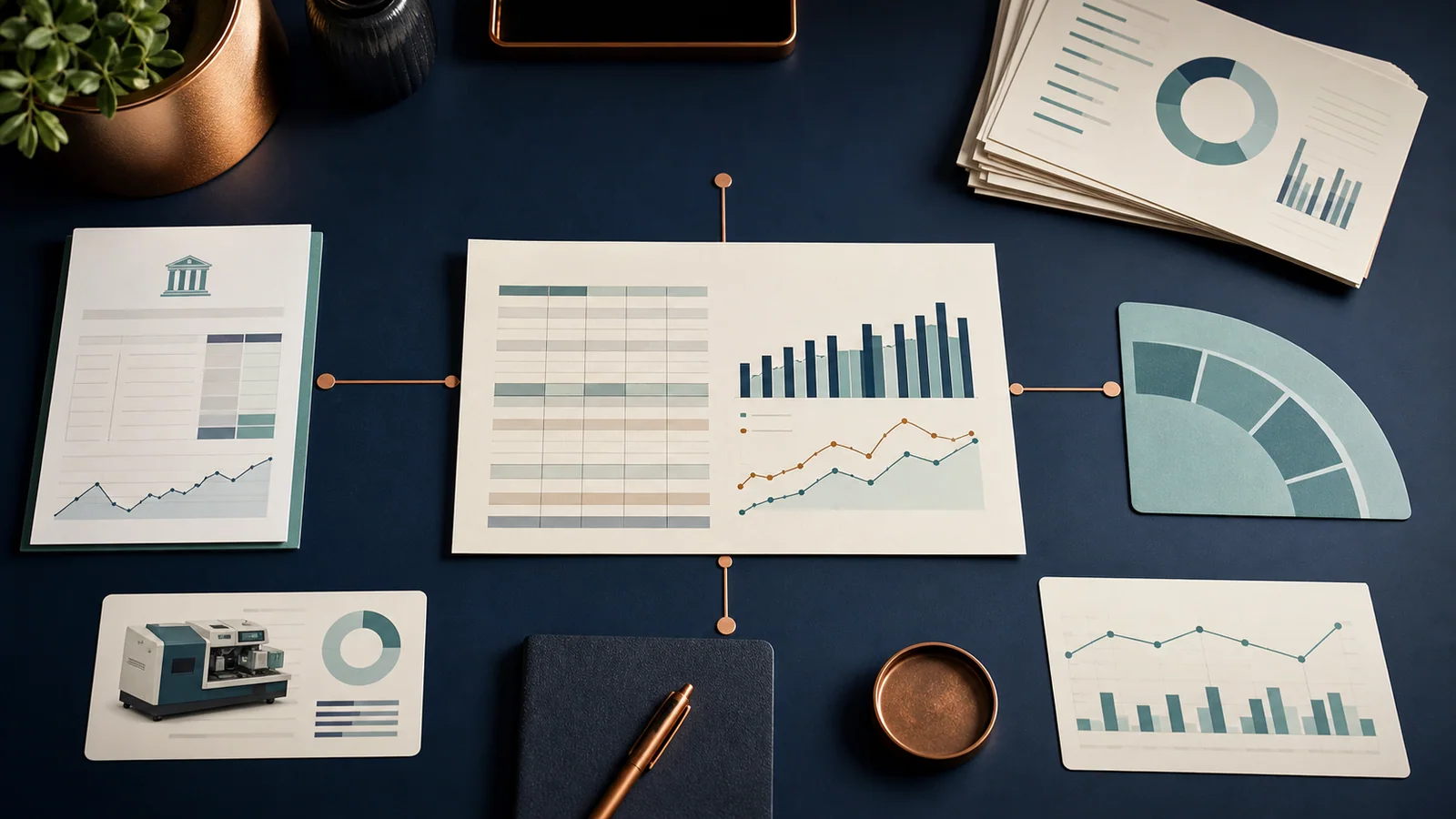 Business owner sorting a term loan, revolving line, invoice, equipment lease and sales-based financing offer by repayment source