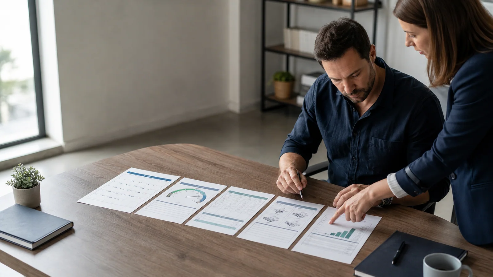 Small-business owner and noncommissioned adviser comparing alternative funding offers by payment, total cost and provider role