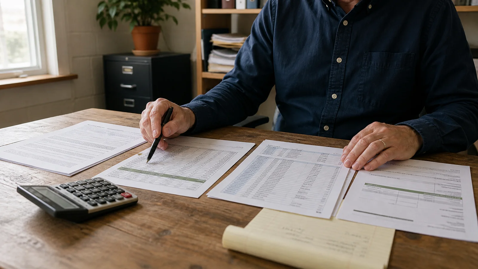 Business owner comparing an MCA agreement, payment ledger, bank activity, and dated payoff quote