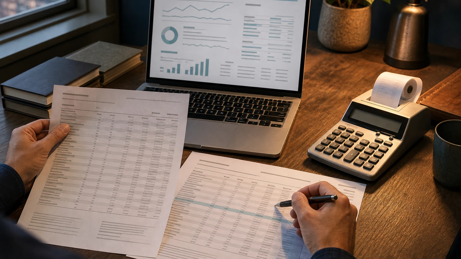 Business owner matching a post-funding account ledger to bank debits and a reconciliation request