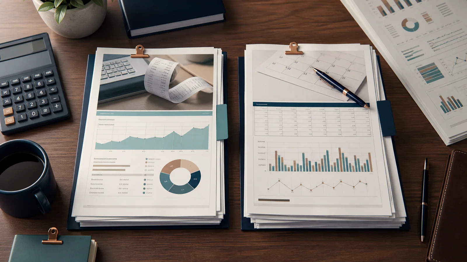 Business owner comparing an MCA offer and a business loan schedule beside low, base, and high revenue months